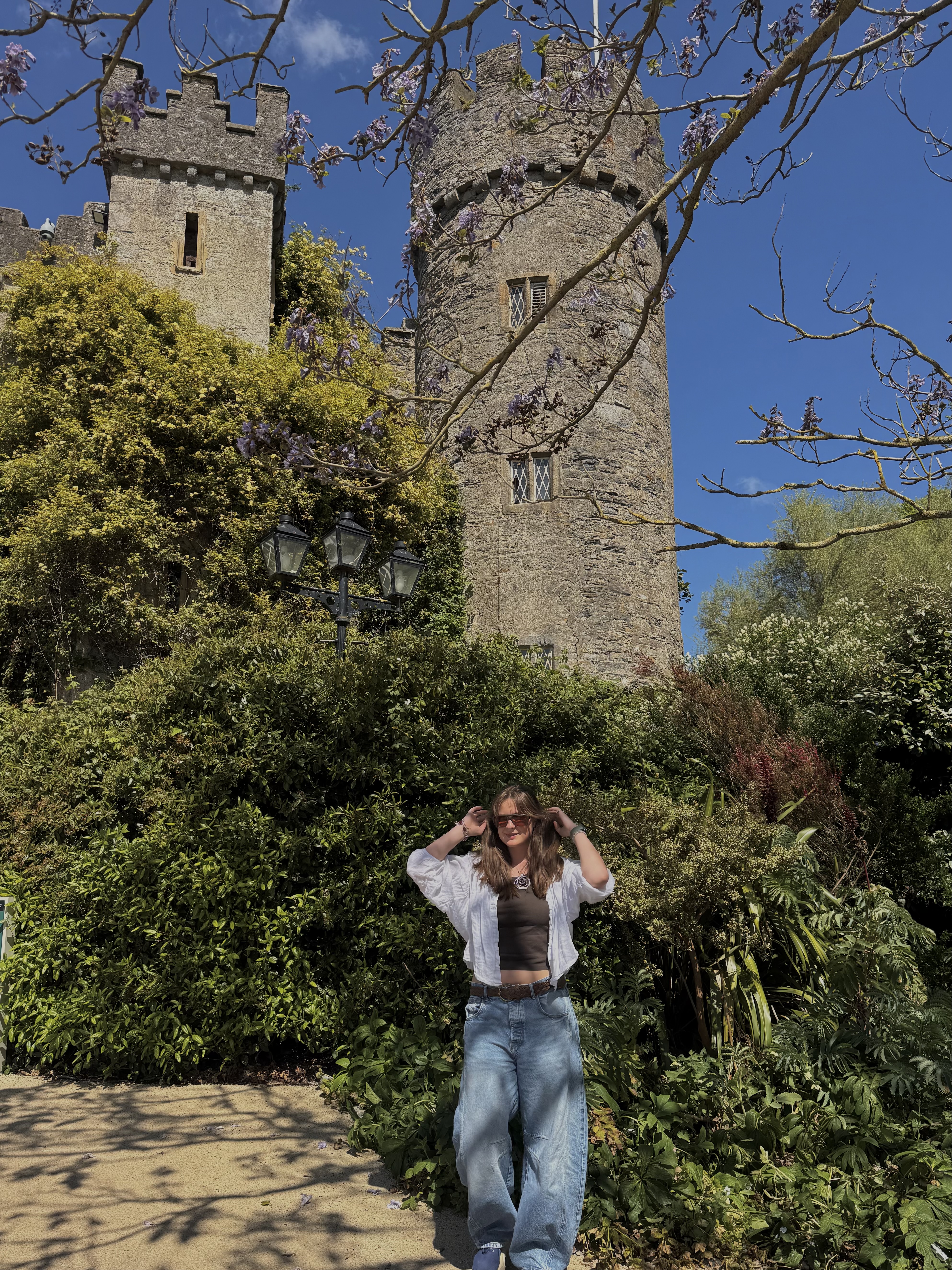 mia in front of castle